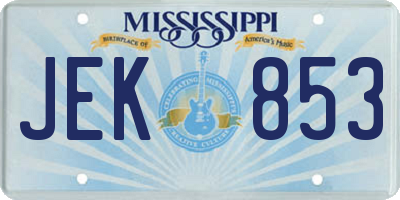MS license plate JEK853