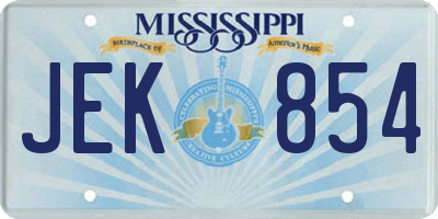 MS license plate JEK854