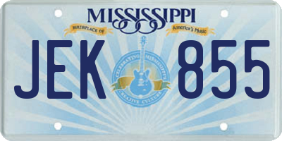 MS license plate JEK855