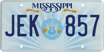 MS license plate JEK857