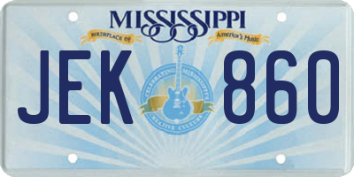 MS license plate JEK860