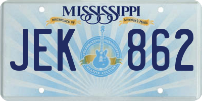 MS license plate JEK862