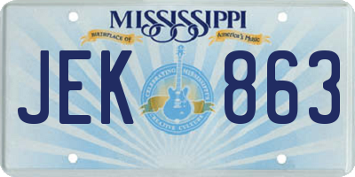 MS license plate JEK863