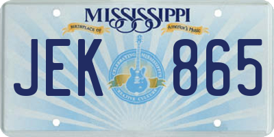 MS license plate JEK865