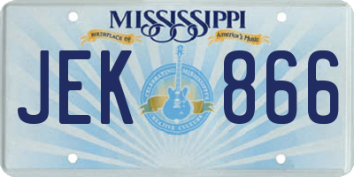 MS license plate JEK866