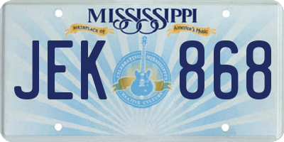 MS license plate JEK868