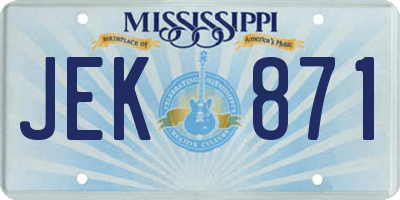 MS license plate JEK871
