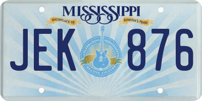 MS license plate JEK876