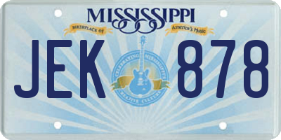 MS license plate JEK878