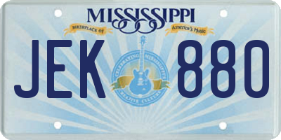 MS license plate JEK880