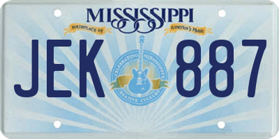 MS license plate JEK887
