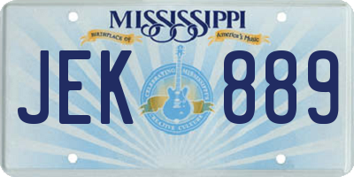MS license plate JEK889