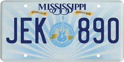 MS license plate JEK890