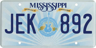 MS license plate JEK892