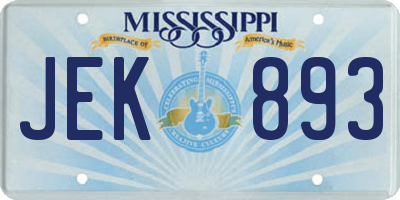 MS license plate JEK893