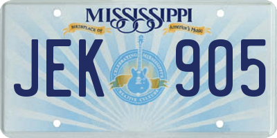 MS license plate JEK905