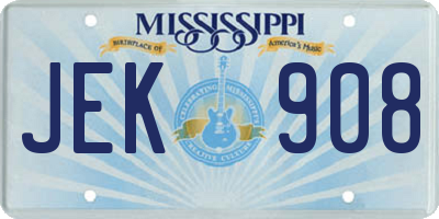 MS license plate JEK908