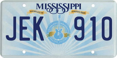 MS license plate JEK910