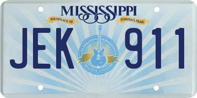 MS license plate JEK911