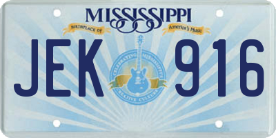 MS license plate JEK916