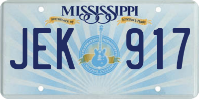 MS license plate JEK917