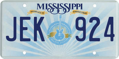 MS license plate JEK924