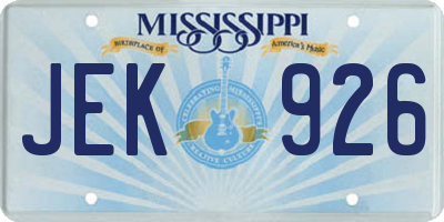 MS license plate JEK926