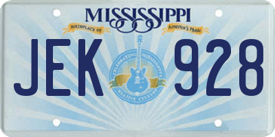 MS license plate JEK928