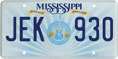 MS license plate JEK930