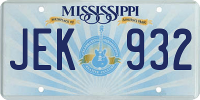 MS license plate JEK932