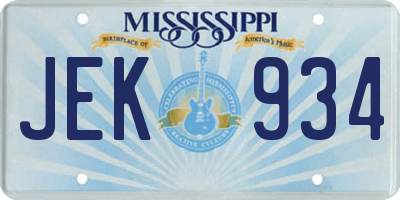 MS license plate JEK934