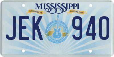 MS license plate JEK940