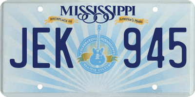 MS license plate JEK945
