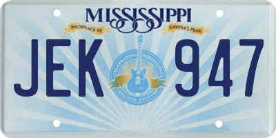 MS license plate JEK947