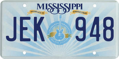 MS license plate JEK948