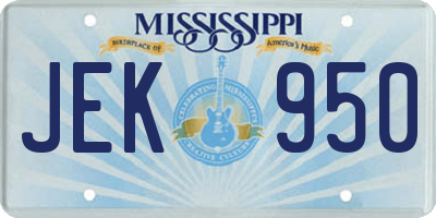 MS license plate JEK950