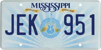 MS license plate JEK951