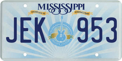 MS license plate JEK953