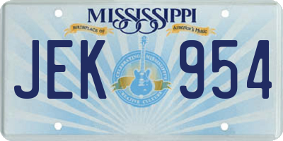 MS license plate JEK954