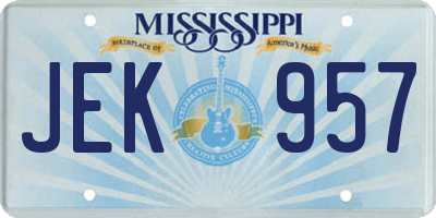 MS license plate JEK957