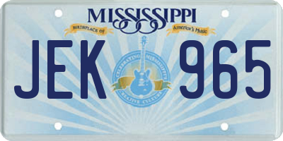 MS license plate JEK965