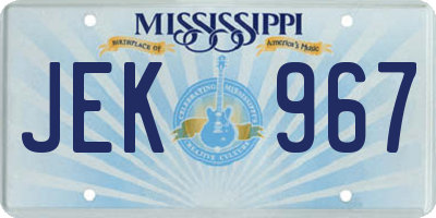 MS license plate JEK967