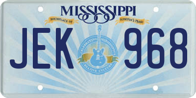 MS license plate JEK968