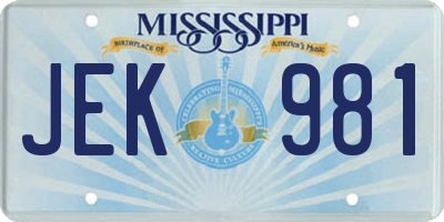 MS license plate JEK981