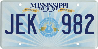 MS license plate JEK982