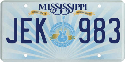 MS license plate JEK983