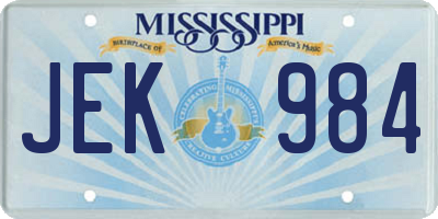 MS license plate JEK984