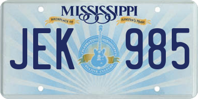 MS license plate JEK985