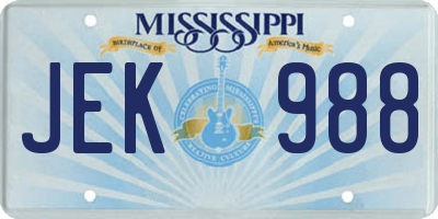 MS license plate JEK988