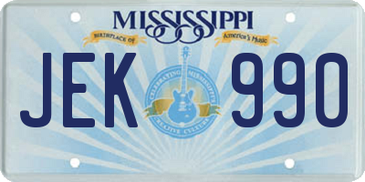 MS license plate JEK990